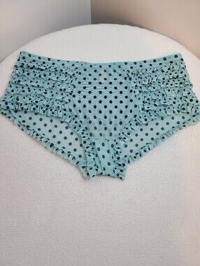 Y2K Cacique Sheer Mesh Ruffle Polka Dot Bloomer Hipster Panty Plus Size 2X